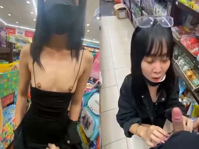 đi nhà sách em mặc mỗi cái quần lót còn đòi anh mút buồi p1